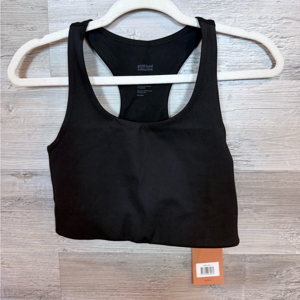 NWT Girlfriend Collective Black Paloma Racerback Sports Bra - Size Small
